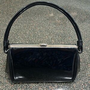 Vintage Black patent leather clasp purse